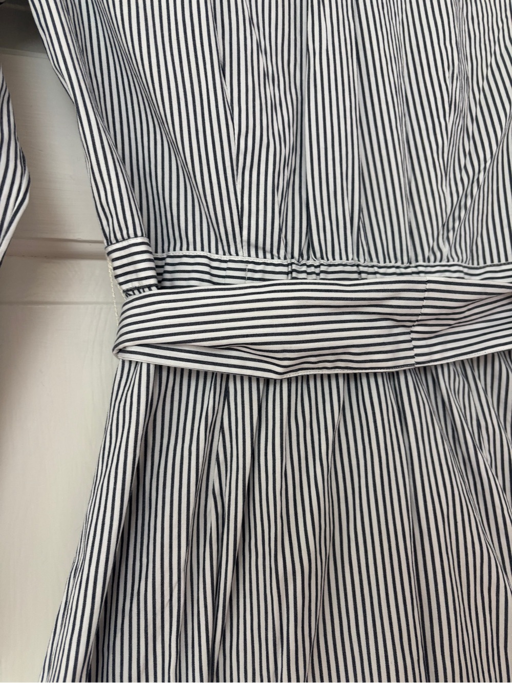 NEW J. Crew Striped Button Up Front Shirtdress Belt Waist Tie Navy White Size 4 - Picture 12 of 14